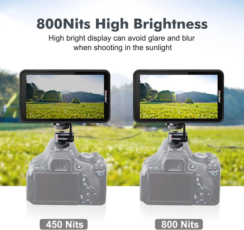 Desview R5II 5.5-inch Camera Field Monitor 4K HDMI 800nit HDR Support LUTFalse Color - for Sony/Canon DSLR Film Making Video Production - Image 3